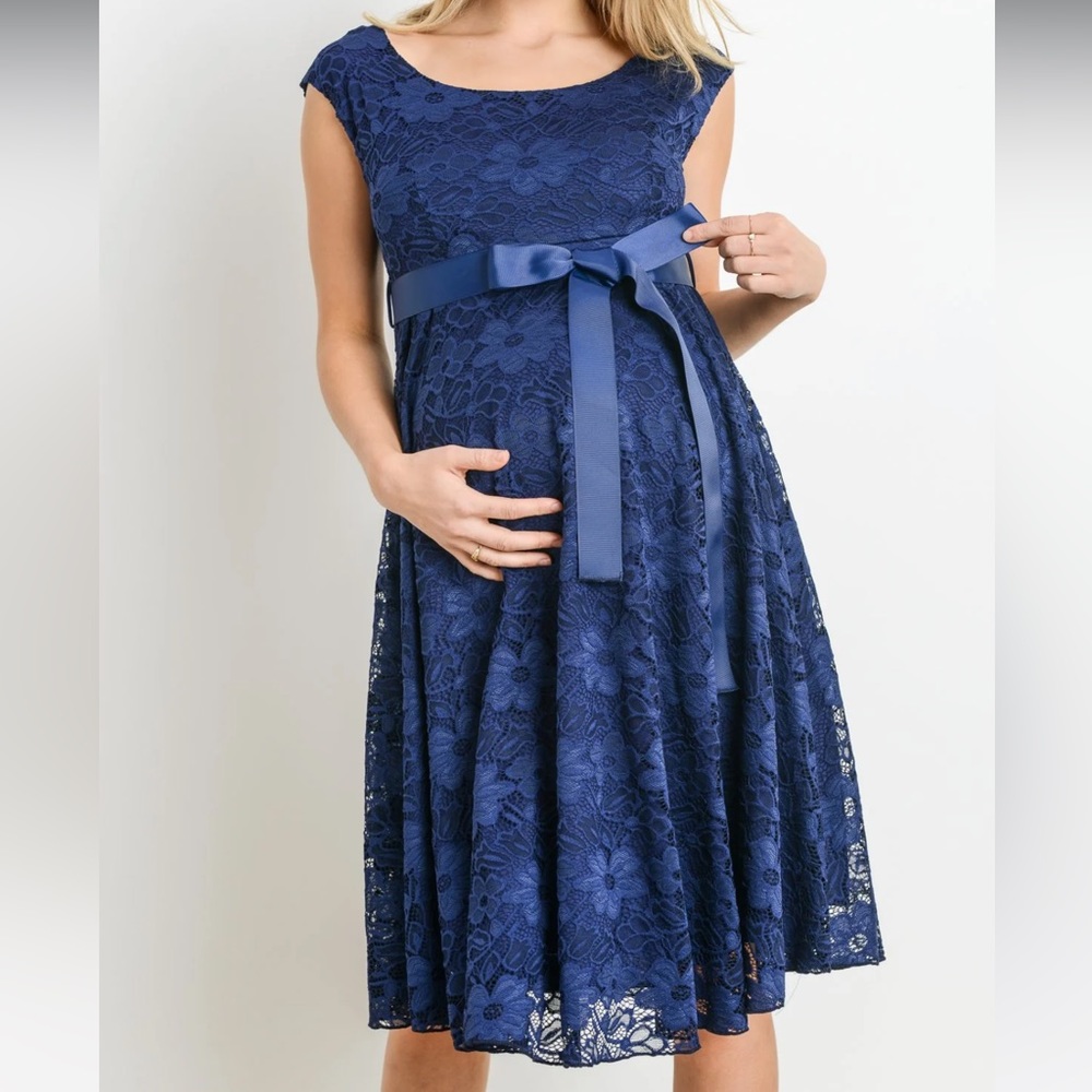 NWT! Lace Maternity Dress with Ribbon belt.